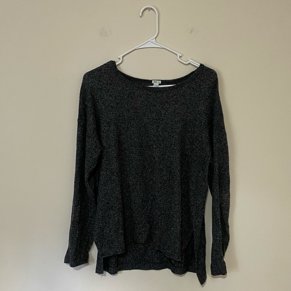 Aerie Women’s Charcoal Gray Waffle Knit Crewneck Thermal Sweater Size Small